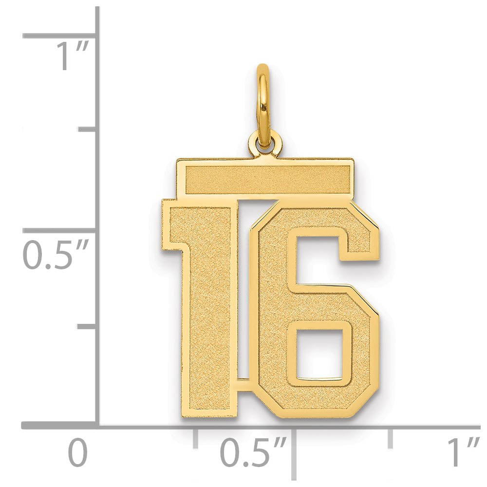 Alternate view of the 14k Yellow Gold, Jersey Collection, Medium Number 16 Pendant by The Black Bow Jewelry Co.