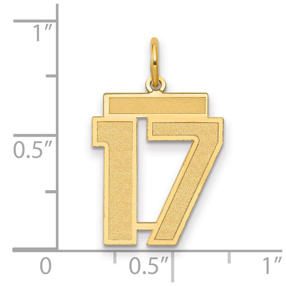 Alternate view of the 14k Yellow Gold, Jersey Collection, Medium Number 17 Pendant by The Black Bow Jewelry Co.