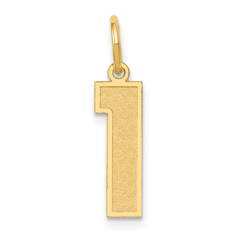 14k Yellow Gold, Jersey Collection, Medium Number 1 Pendant, Item P10402-1 by The Black Bow Jewelry Co.