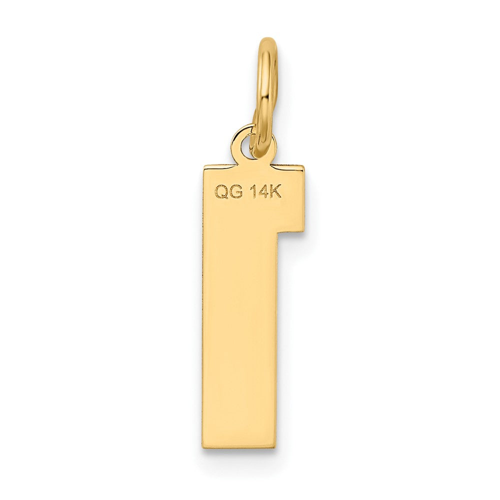 Alternate view of the 14k Yellow Gold, Jersey Collection, Medium Number 1 Pendant by The Black Bow Jewelry Co.