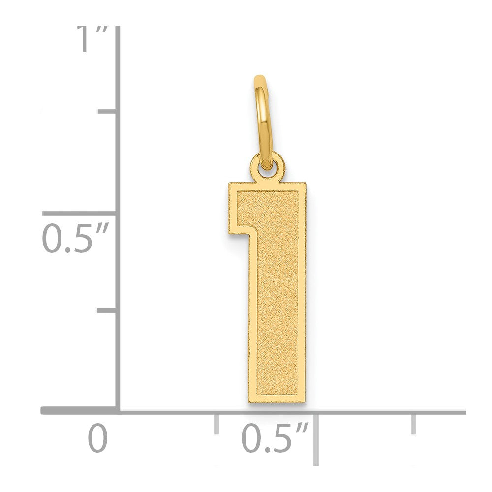 Alternate view of the 14k Yellow Gold, Jersey Collection, Medium Number 1 Pendant by The Black Bow Jewelry Co.