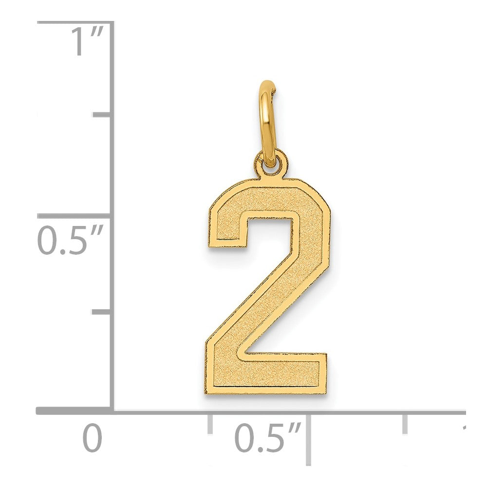 Alternate view of the 14k Yellow Gold, Jersey Collection, Medium Number 2 Pendant by The Black Bow Jewelry Co.