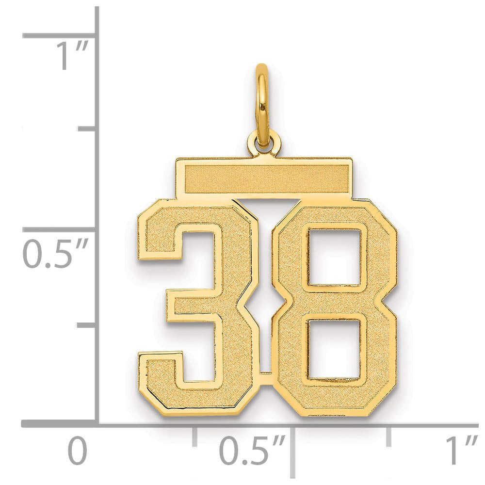 Alternate view of the 14k Yellow Gold, Jersey Collection, Medium Number 38 Pendant by The Black Bow Jewelry Co.