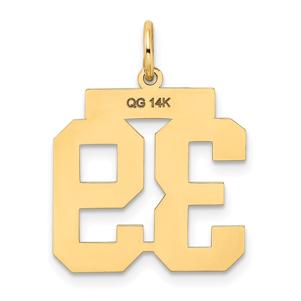 Alternate view of the 14k Yellow Gold, Jersey Collection, Medium Number 39 Pendant by The Black Bow Jewelry Co.