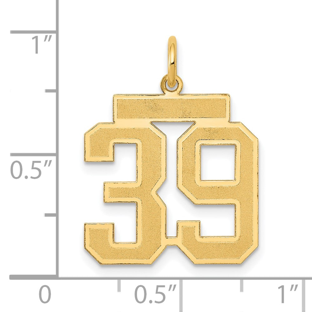 Alternate view of the 14k Yellow Gold, Jersey Collection, Medium Number 39 Pendant by The Black Bow Jewelry Co.
