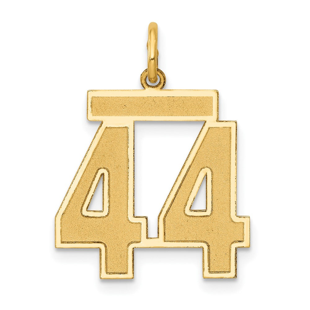 14k Yellow Gold, Jersey Collection, Medium Number 44 Pendant, Item P10402-44 by The Black Bow Jewelry Co.
