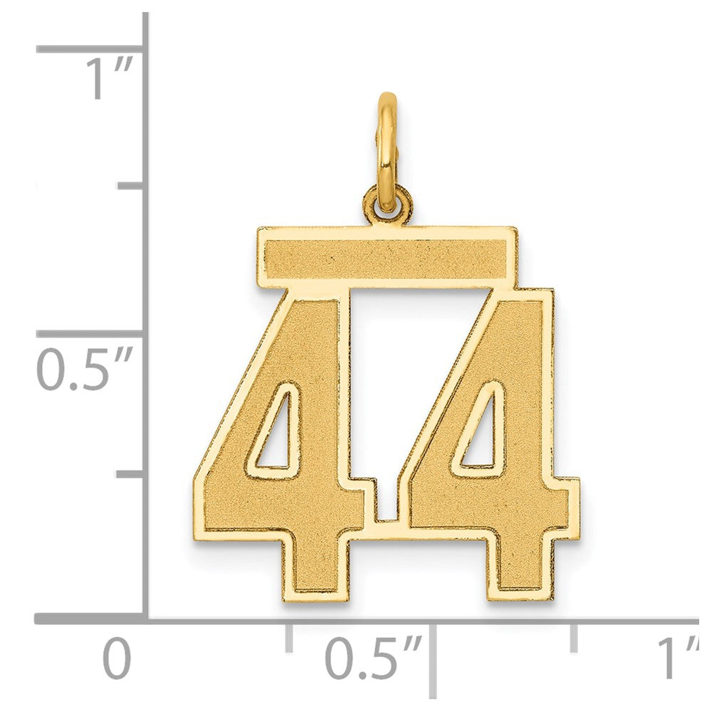 Alternate view of the 14k Yellow Gold, Jersey Collection, Medium Number 44 Pendant by The Black Bow Jewelry Co.