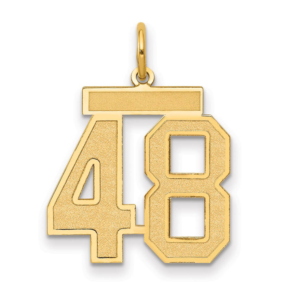 14k Yellow Gold, Jersey Collection, Medium Number 48 Pendant, Item P10402-48 by The Black Bow Jewelry Co.