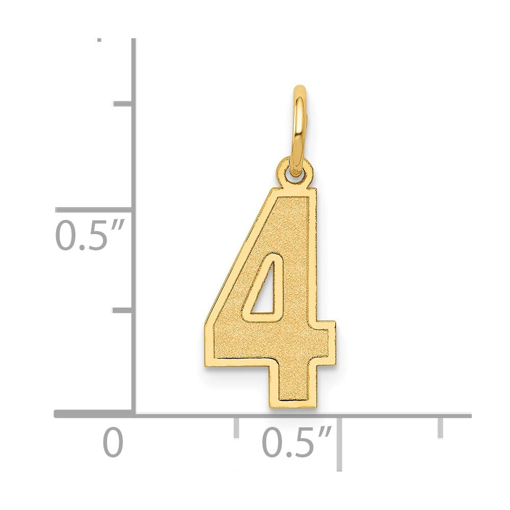 Alternate view of the 14k Yellow Gold, Jersey Collection, Medium Number 4 Pendant by The Black Bow Jewelry Co.