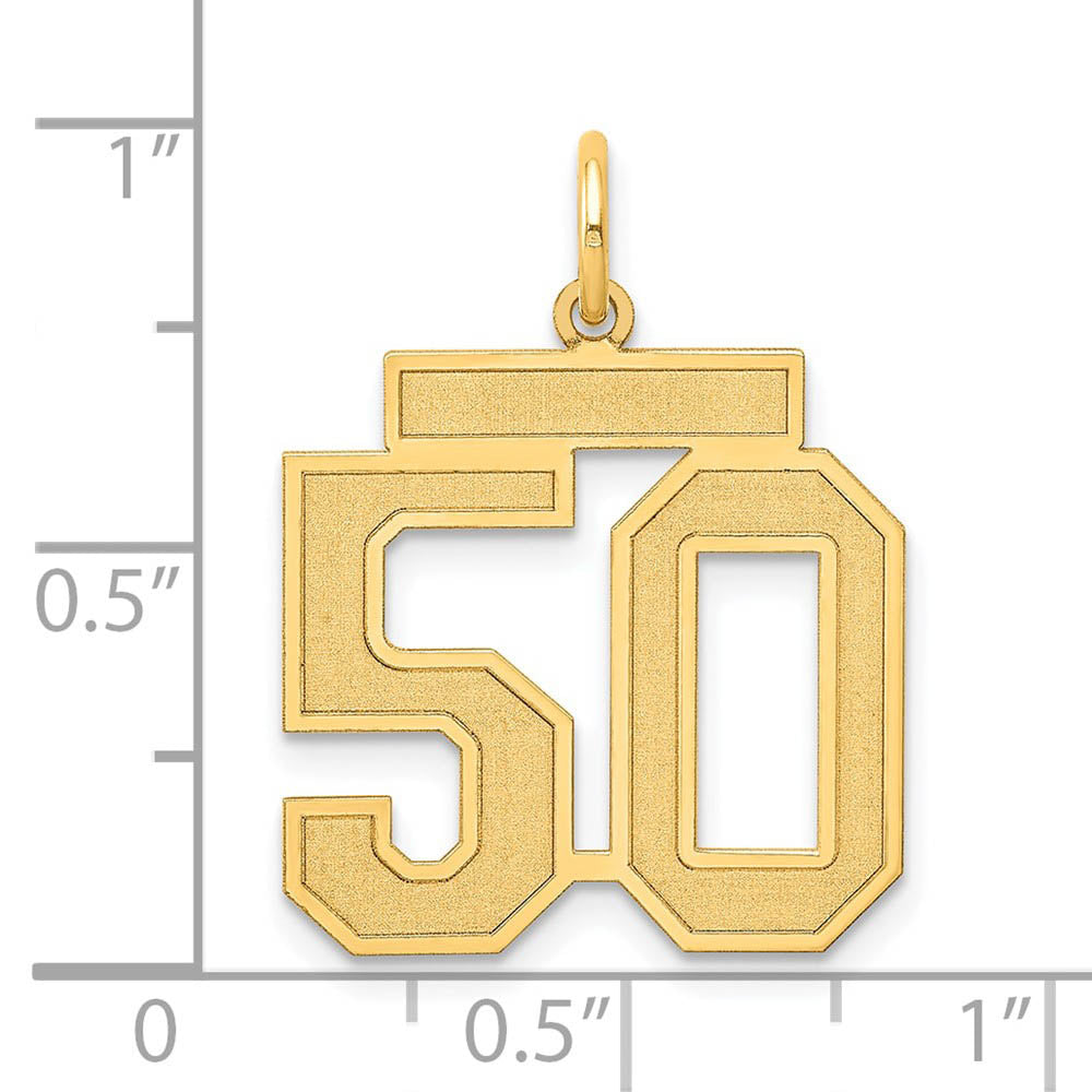 Alternate view of the 14k Yellow Gold, Jersey Collection, Medium Number 50 Pendant by The Black Bow Jewelry Co.