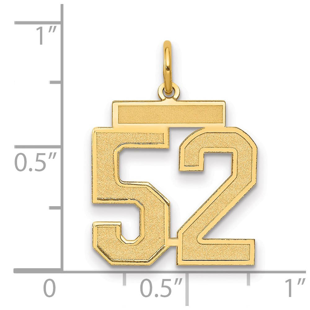 Alternate view of the 14k Yellow Gold, Jersey Collection, Medium Number 52 Pendant by The Black Bow Jewelry Co.