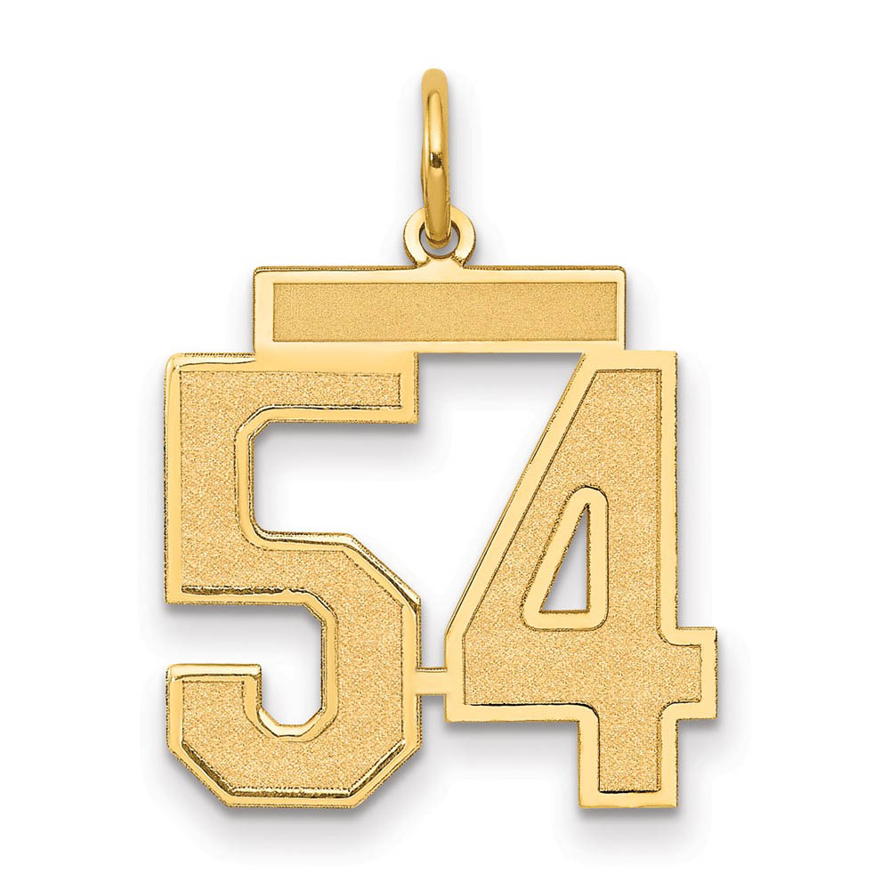 14k Yellow Gold, Jersey Collection, Medium Number 54 Pendant, Item P10402-54 by The Black Bow Jewelry Co.