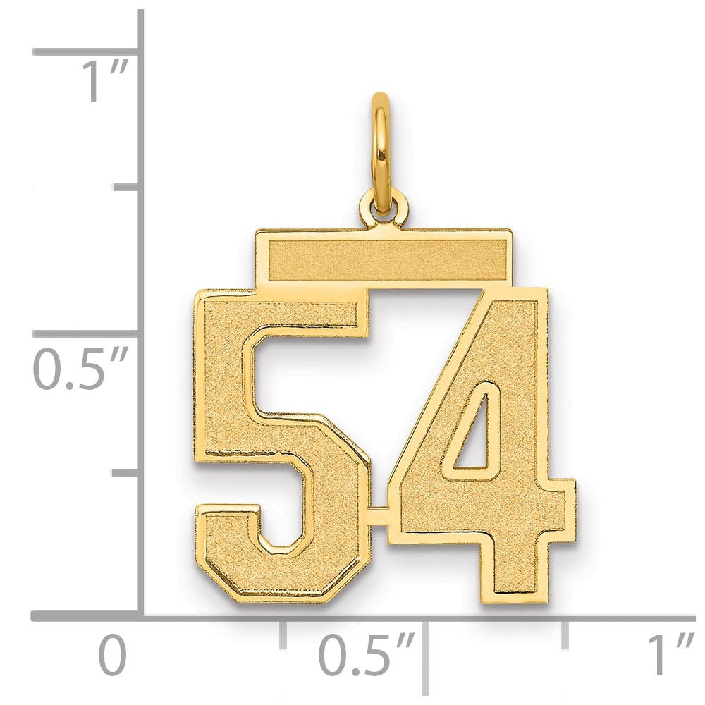 Alternate view of the 14k Yellow Gold, Jersey Collection, Medium Number 54 Pendant by The Black Bow Jewelry Co.