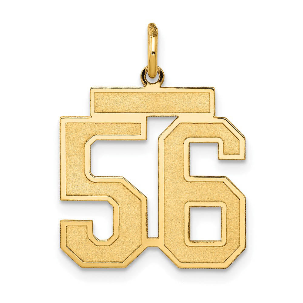 14k Yellow Gold, Jersey Collection, Medium Number 56 Pendant, Item P10402-56 by The Black Bow Jewelry Co.