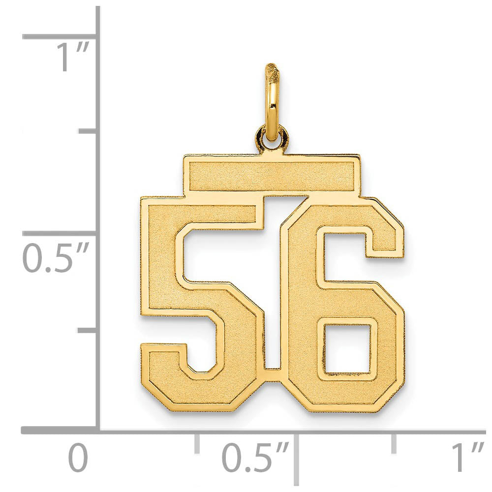 Alternate view of the 14k Yellow Gold, Jersey Collection, Medium Number 56 Pendant by The Black Bow Jewelry Co.