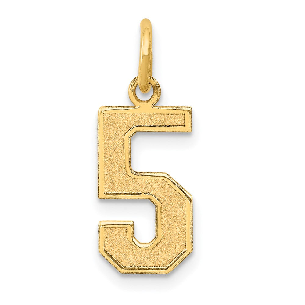 14k Yellow Gold, Jersey Collection, Medium Number 5 Pendant, Item P10402-5 by The Black Bow Jewelry Co.