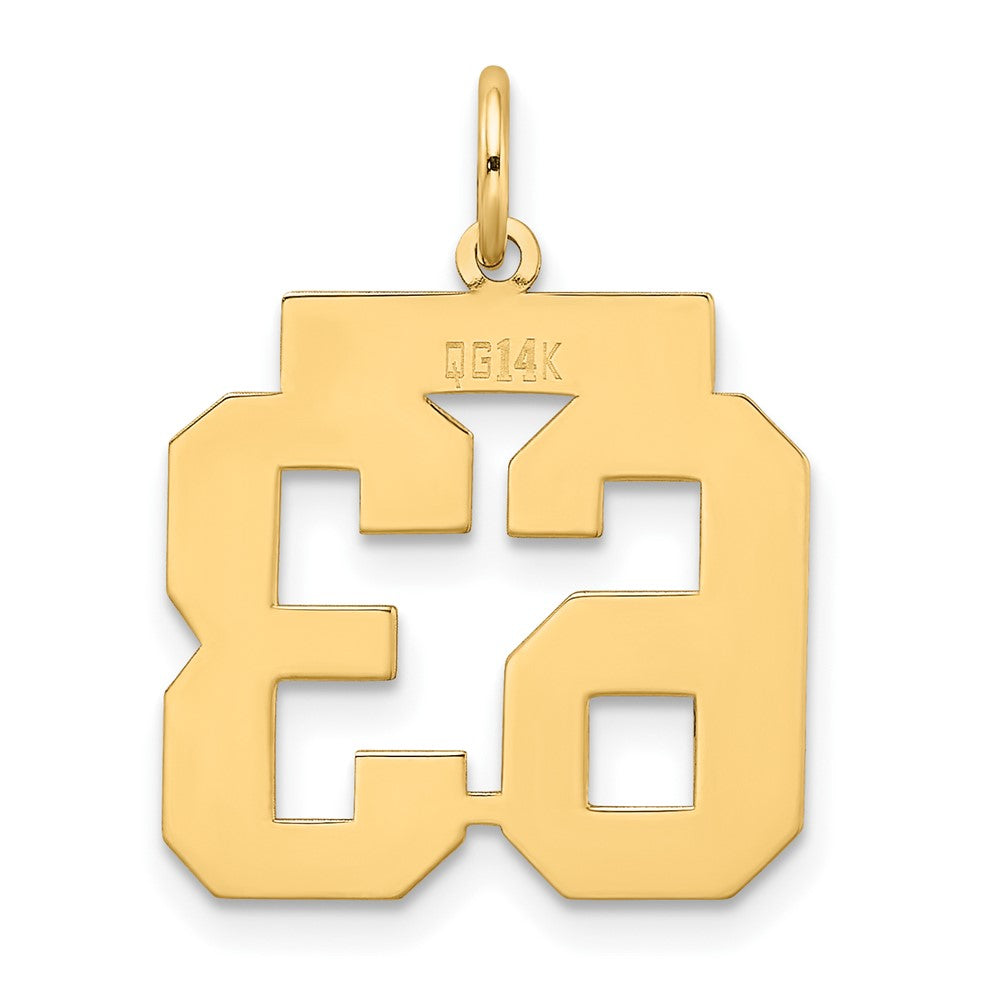 Alternate view of the 14k Yellow Gold, Jersey Collection, Medium Number 63 Pendant by The Black Bow Jewelry Co.