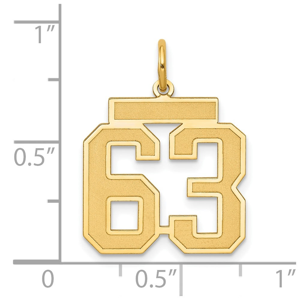 Alternate view of the 14k Yellow Gold, Jersey Collection, Medium Number 63 Pendant by The Black Bow Jewelry Co.