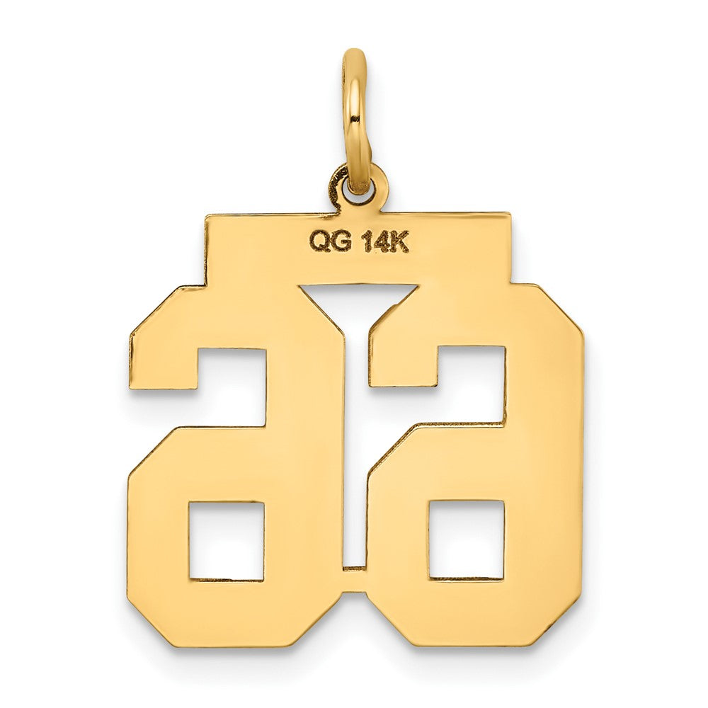 Alternate view of the 14k Yellow Gold, Jersey Collection, Medium Number 66 Pendant by The Black Bow Jewelry Co.
