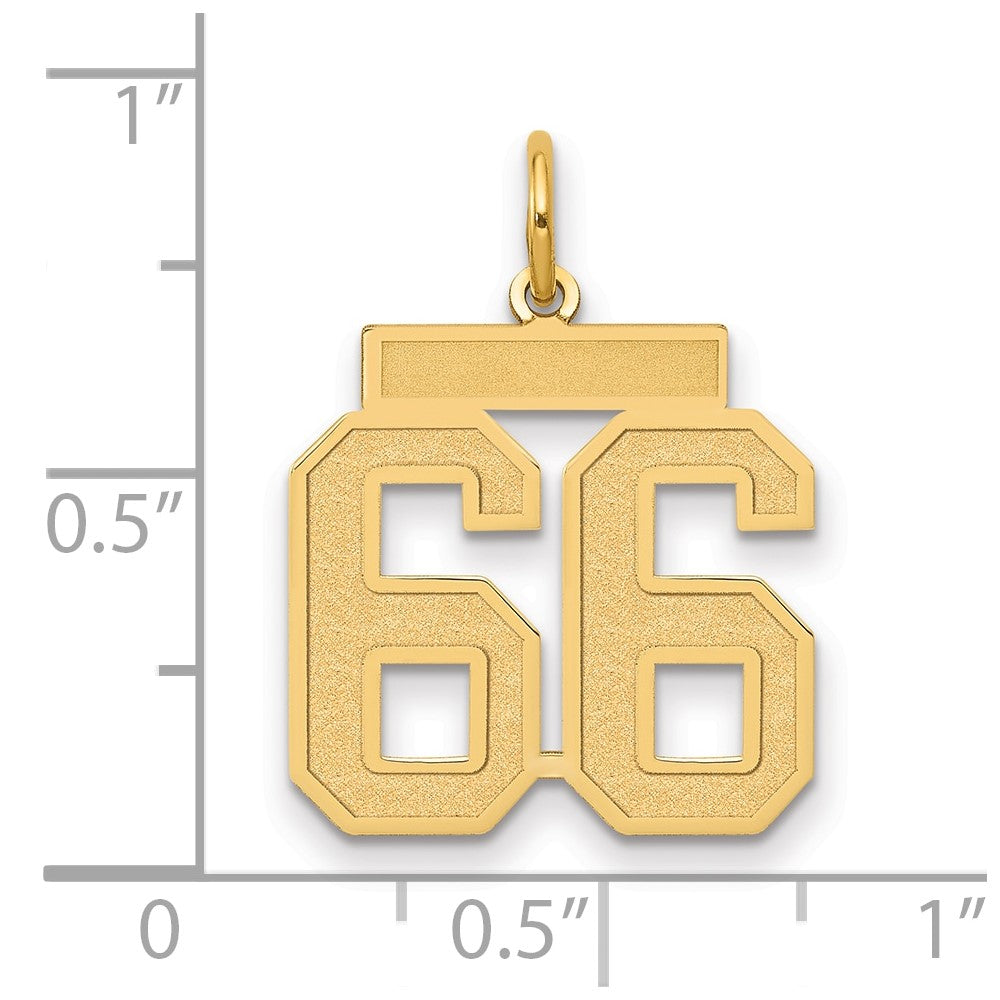 Alternate view of the 14k Yellow Gold, Jersey Collection, Medium Number 66 Pendant by The Black Bow Jewelry Co.