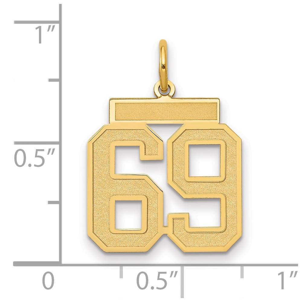 Alternate view of the 14k Yellow Gold, Jersey Collection, Medium Number 69 Pendant by The Black Bow Jewelry Co.