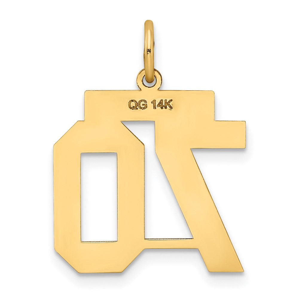 Alternate view of the 14k Yellow Gold, Jersey Collection, Medium Number 70 Pendant by The Black Bow Jewelry Co.