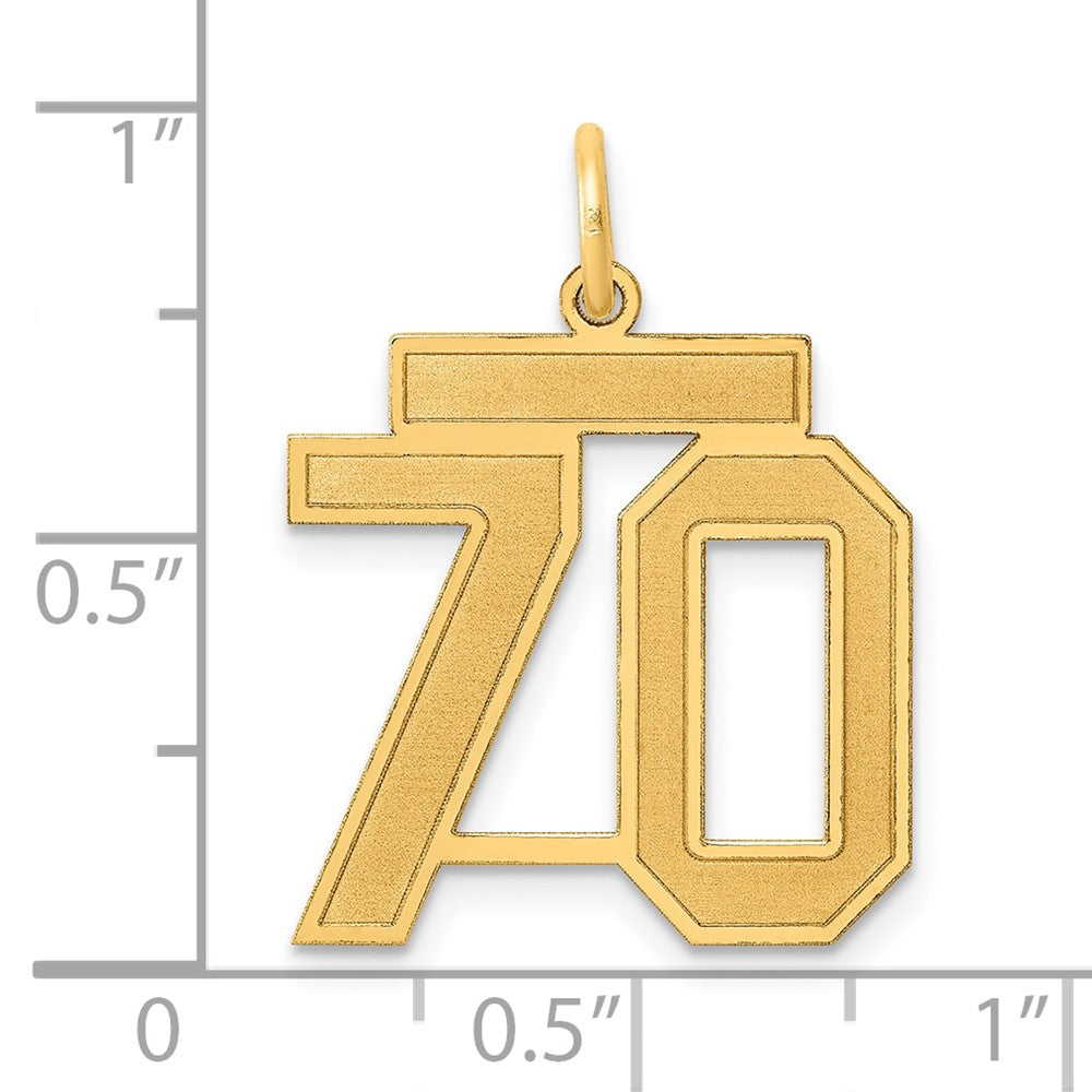 Alternate view of the 14k Yellow Gold, Jersey Collection, Medium Number 70 Pendant by The Black Bow Jewelry Co.