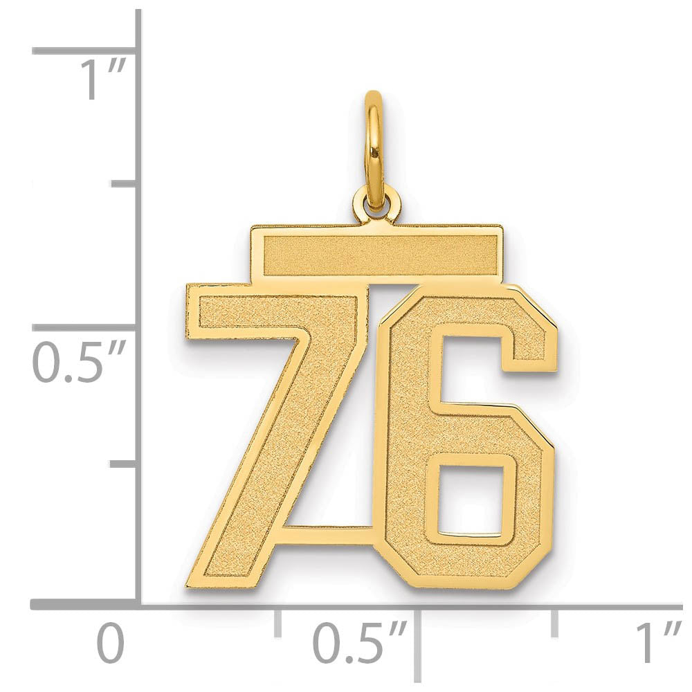 Alternate view of the 14k Yellow Gold, Jersey Collection, Medium Number 76 Pendant by The Black Bow Jewelry Co.