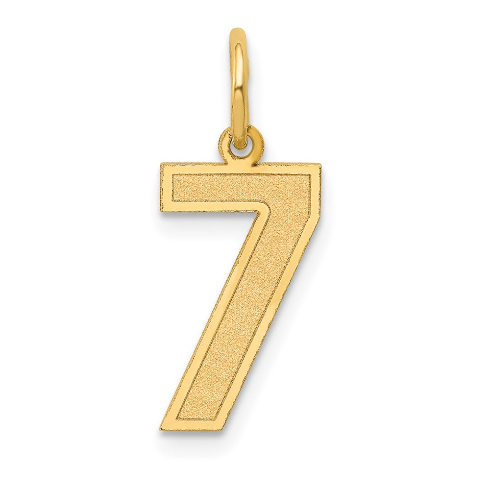 14k Yellow Gold, Jersey Collection, Medium Number 7 Pendant, Item P10402-7 by The Black Bow Jewelry Co.