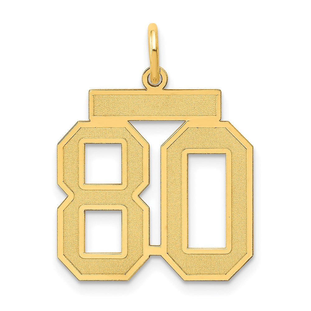 14k Yellow Gold, Jersey Collection, Medium Number 80 Pendant, Item P10402-80 by The Black Bow Jewelry Co.