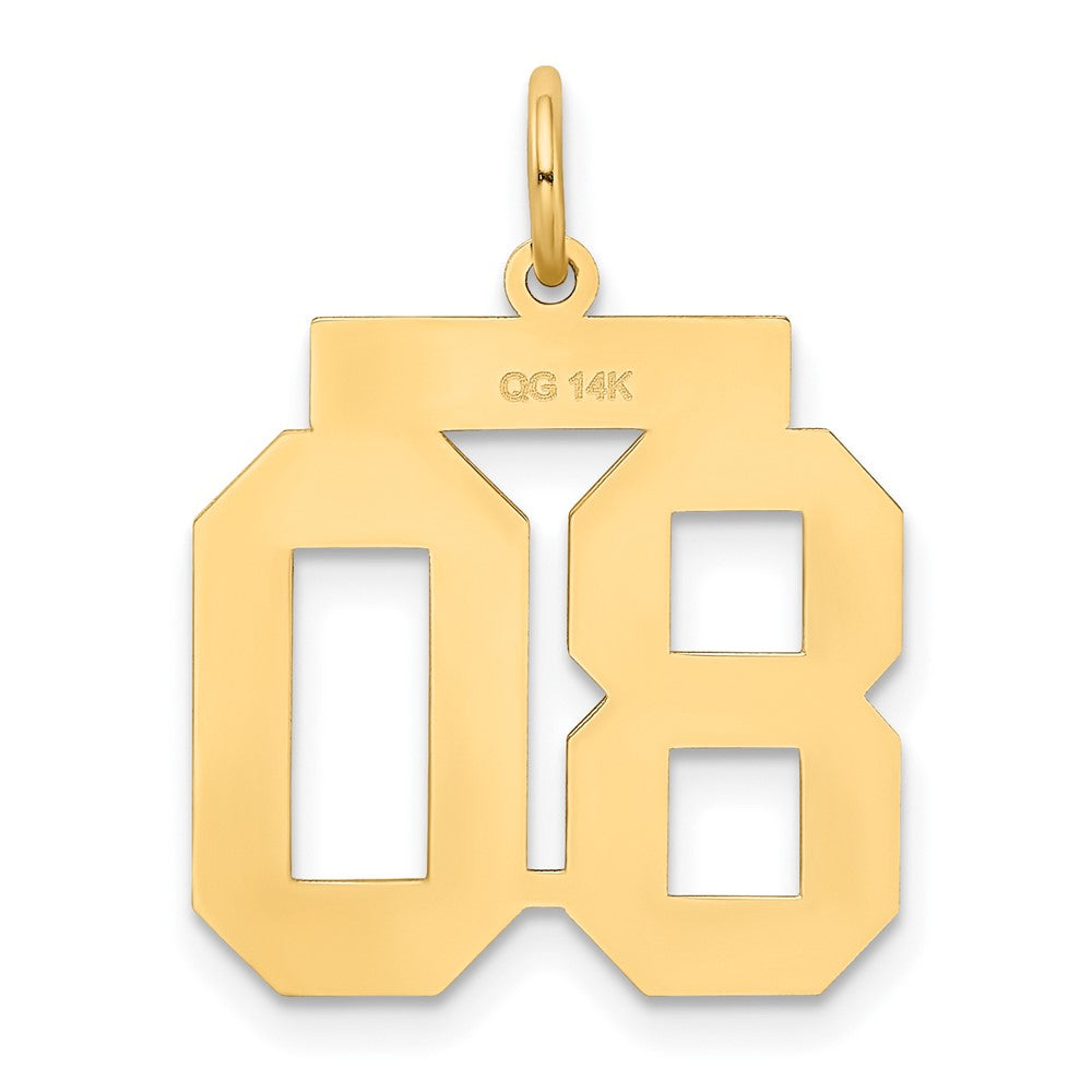 Alternate view of the 14k Yellow Gold, Jersey Collection, Medium Number 80 Pendant by The Black Bow Jewelry Co.