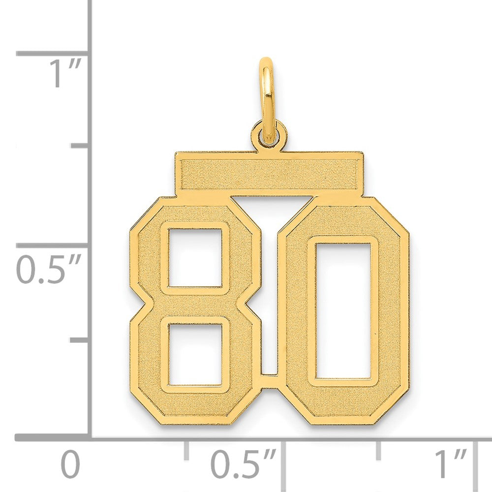 Alternate view of the 14k Yellow Gold, Jersey Collection, Medium Number 80 Pendant by The Black Bow Jewelry Co.