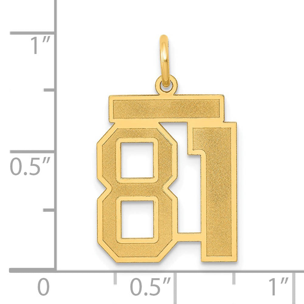 Alternate view of the 14k Yellow Gold, Jersey Collection, Medium Number 81 Pendant by The Black Bow Jewelry Co.