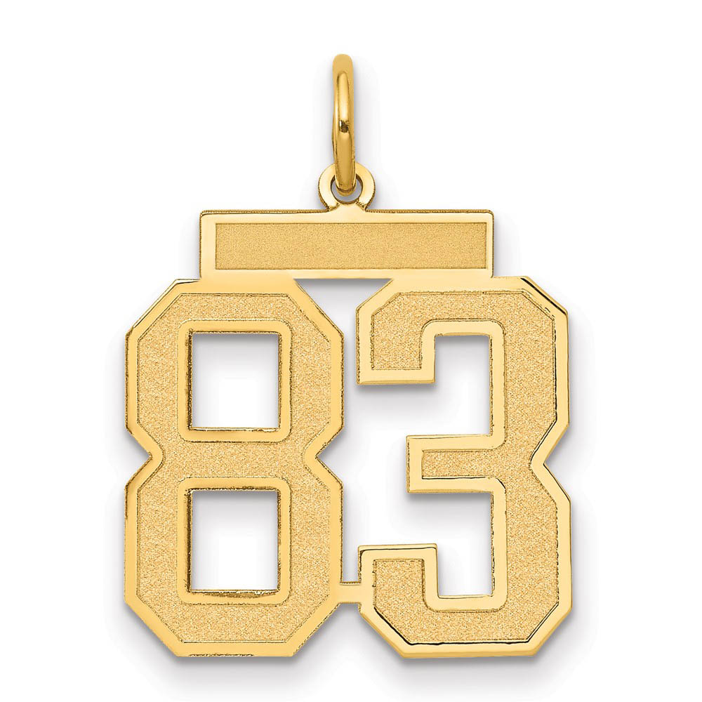 14k Yellow Gold, Jersey Collection, Medium Number 83 Pendant, Item P10402-83 by The Black Bow Jewelry Co.