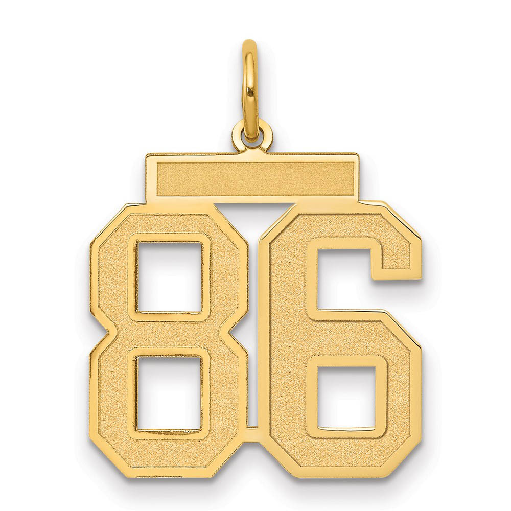 14k Yellow Gold, Jersey Collection, Medium Number 86 Pendant, Item P10402-86 by The Black Bow Jewelry Co.