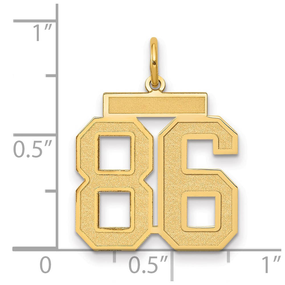 Alternate view of the 14k Yellow Gold, Jersey Collection, Medium Number 86 Pendant by The Black Bow Jewelry Co.