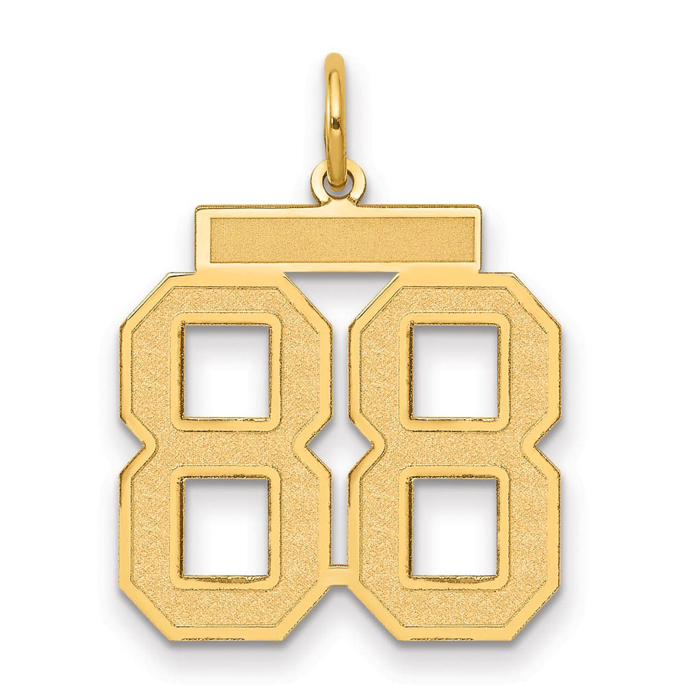 14k Yellow Gold, Jersey Collection, Medium Number 88 Pendant, Item P10402-88 by The Black Bow Jewelry Co.