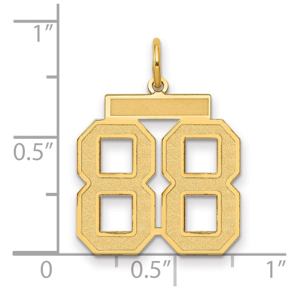 Alternate view of the 14k Yellow Gold, Jersey Collection, Medium Number 88 Pendant by The Black Bow Jewelry Co.