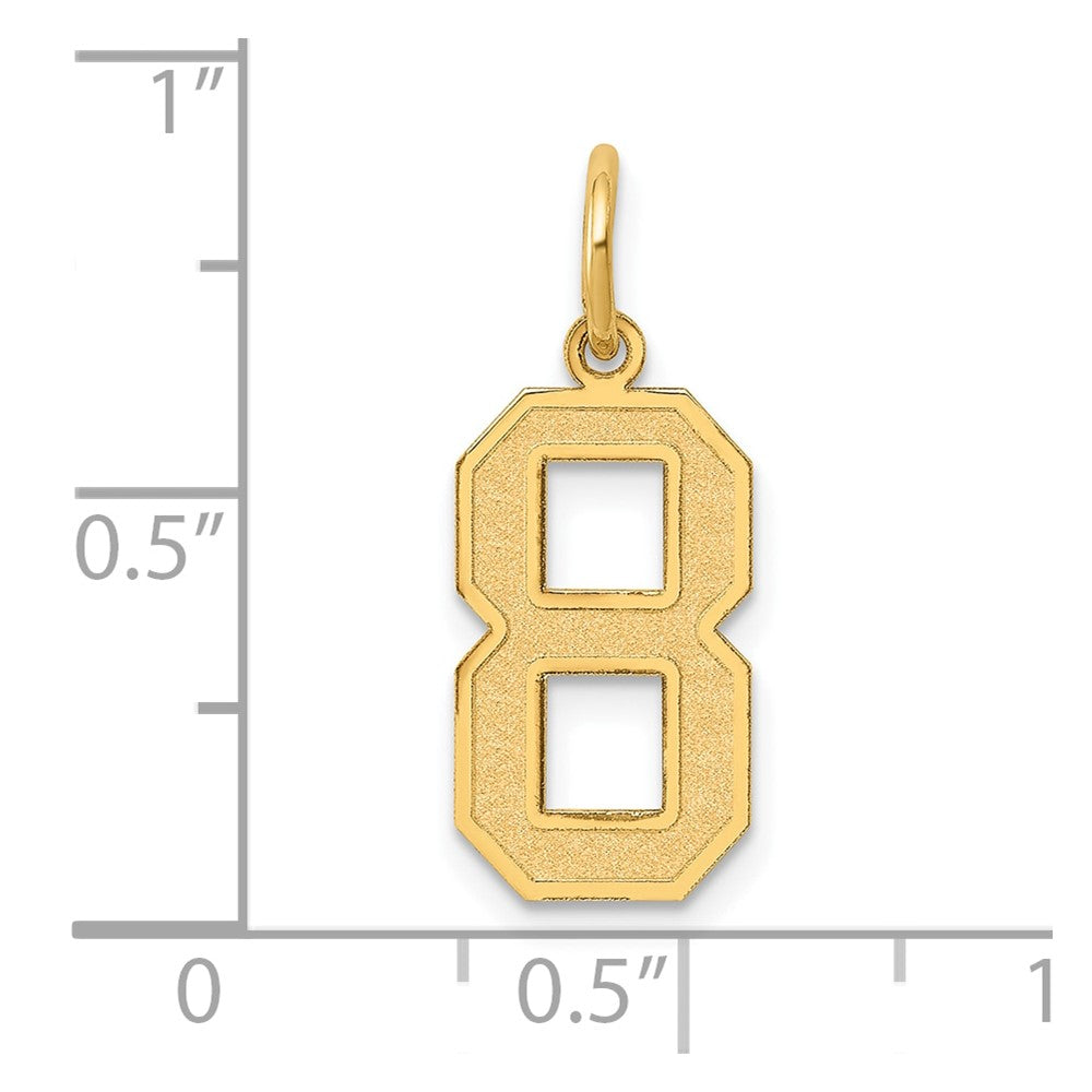 Alternate view of the 14k Yellow Gold, Jersey Collection, Medium Number 8 Pendant by The Black Bow Jewelry Co.