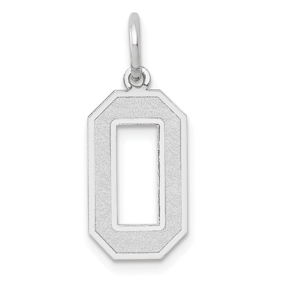 14k White Gold, Jersey Collection, Medium Number 0 Pendant, Item P10403-0 by The Black Bow Jewelry Co.