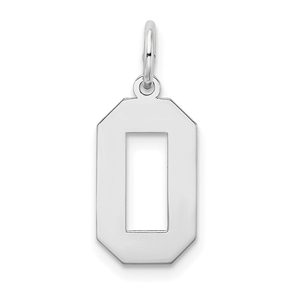 Alternate view of the 14k White Gold, Jersey Collection, Medium Number 0 Pendant by The Black Bow Jewelry Co.