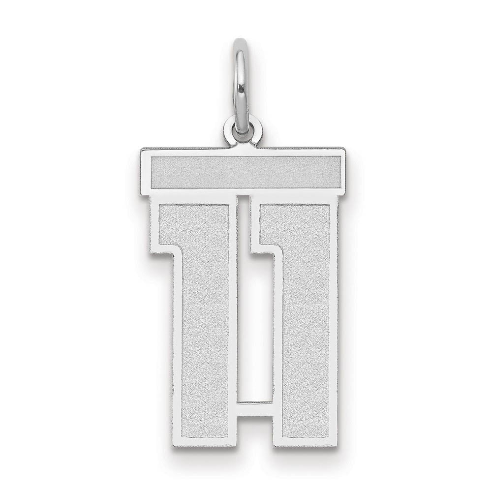 14k White Gold, Jersey Collection, Medium Number 11 Pendant, Item P10403-11 by The Black Bow Jewelry Co.
