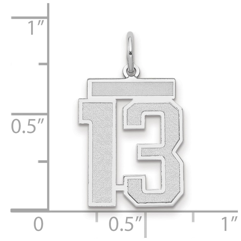 Alternate view of the 14k White Gold, Jersey Collection, Medium Number 13 Pendant by The Black Bow Jewelry Co.