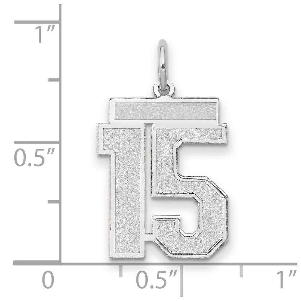 Alternate view of the 14k White Gold, Jersey Collection, Medium Number 15 Pendant by The Black Bow Jewelry Co.