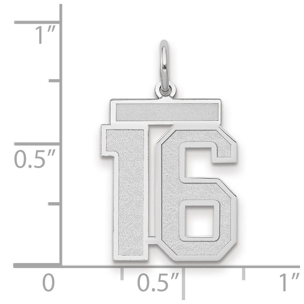 Alternate view of the 14k White Gold, Jersey Collection, Medium Number 16 Pendant by The Black Bow Jewelry Co.