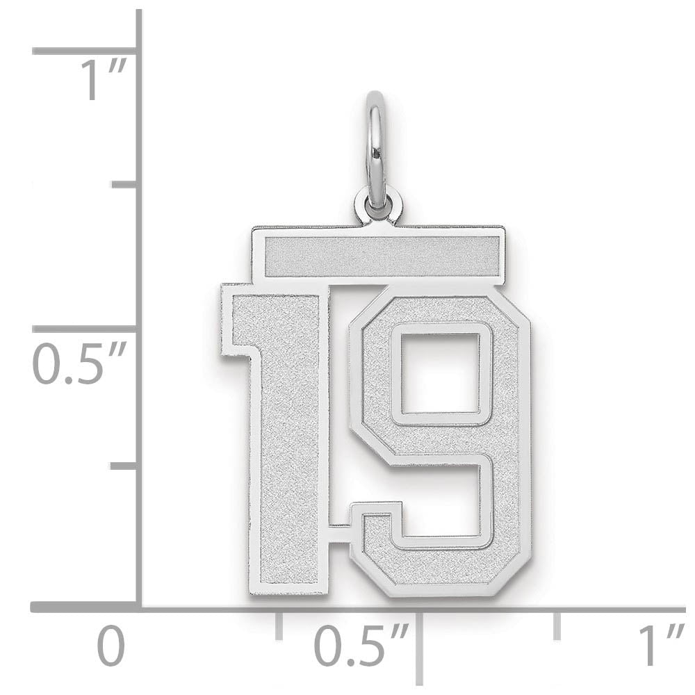 Alternate view of the 14k White Gold, Jersey Collection, Medium Number 19 Pendant by The Black Bow Jewelry Co.
