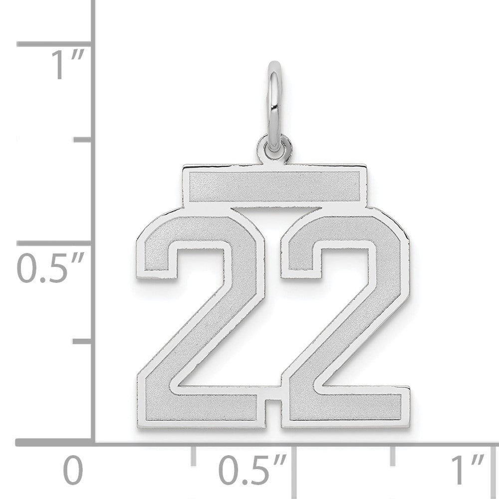 Alternate view of the 14k White Gold, Jersey Collection, Medium Number 22 Pendant by The Black Bow Jewelry Co.