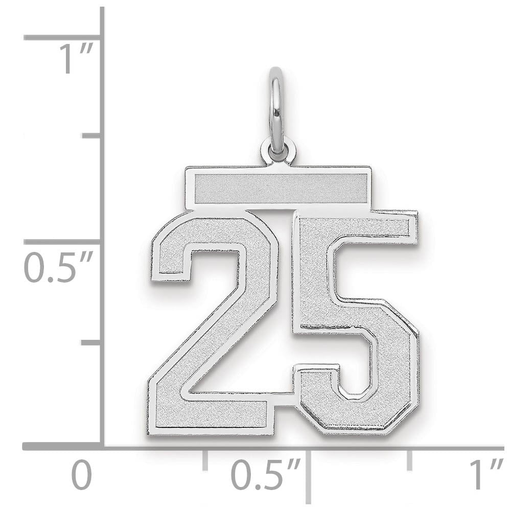 Alternate view of the 14k White Gold, Jersey Collection, Medium Number 25 Pendant by The Black Bow Jewelry Co.