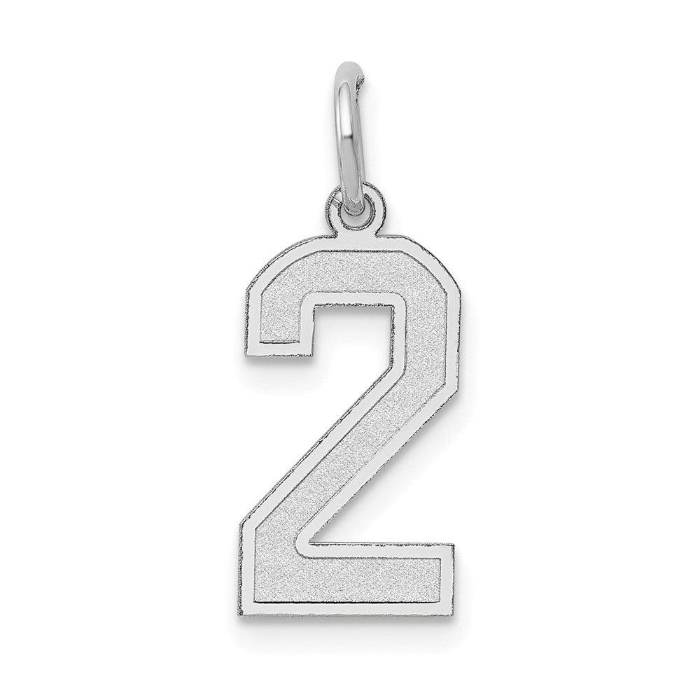 14k White Gold, Jersey Collection, Medium Number 2 Pendant, Item P10403-2 by The Black Bow Jewelry Co.