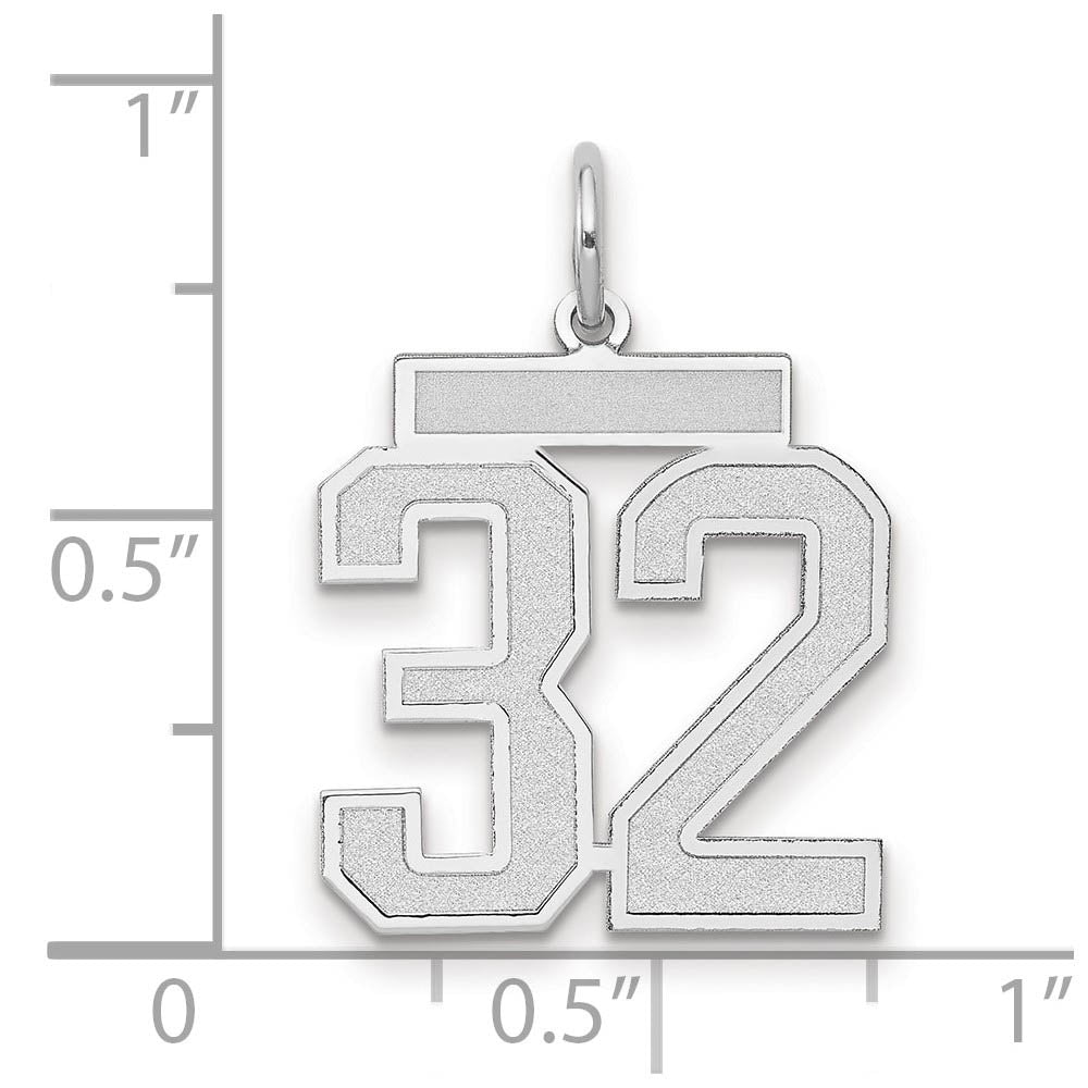 Alternate view of the 14k White Gold, Jersey Collection, Medium Number 32 Pendant by The Black Bow Jewelry Co.